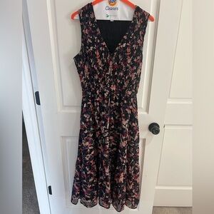 Evereve Black and Pink Floral Midi Dress